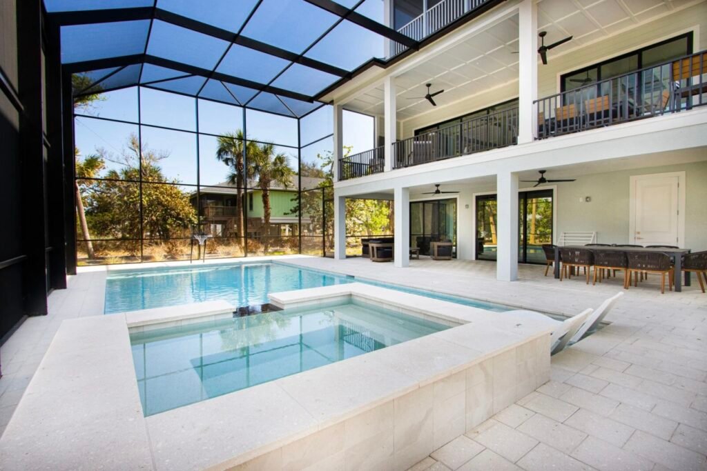 Private hot tub and pool at Sanibel Island vacation rental